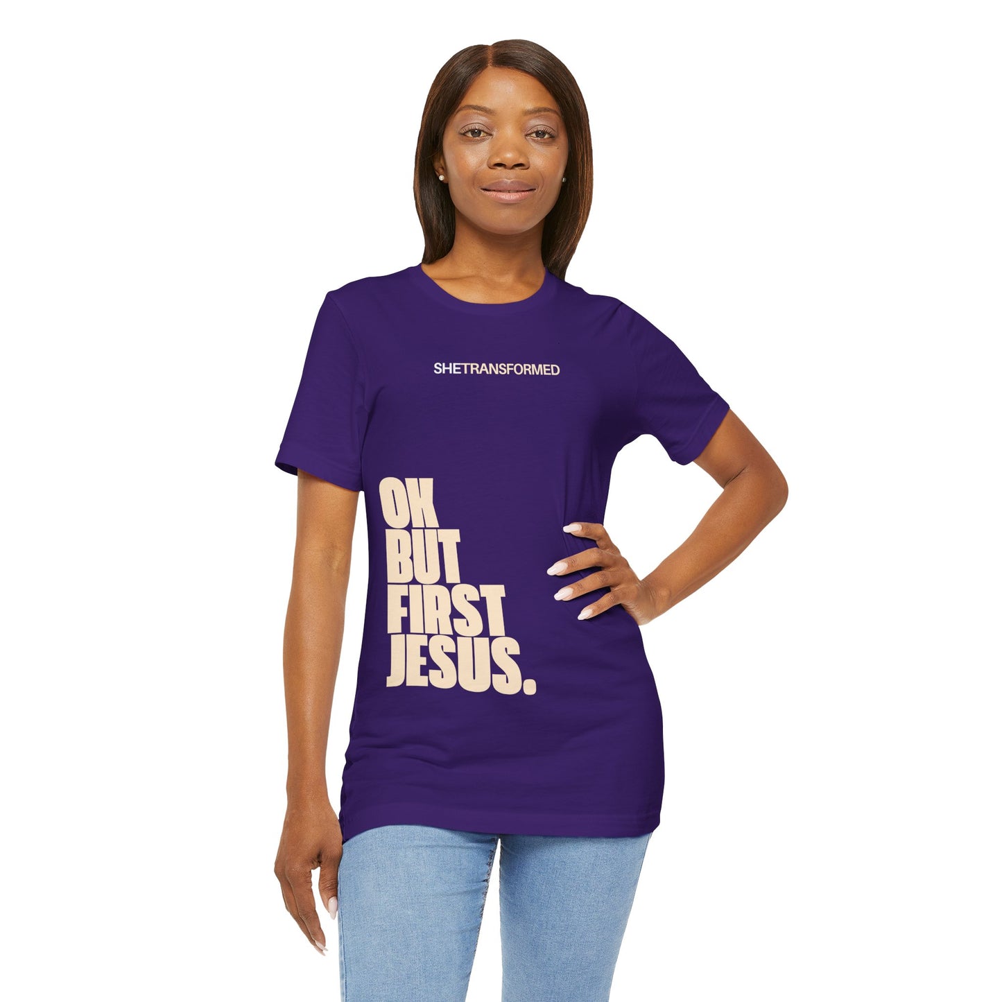 'OK But First Jesus' - T-Shirt | Purple