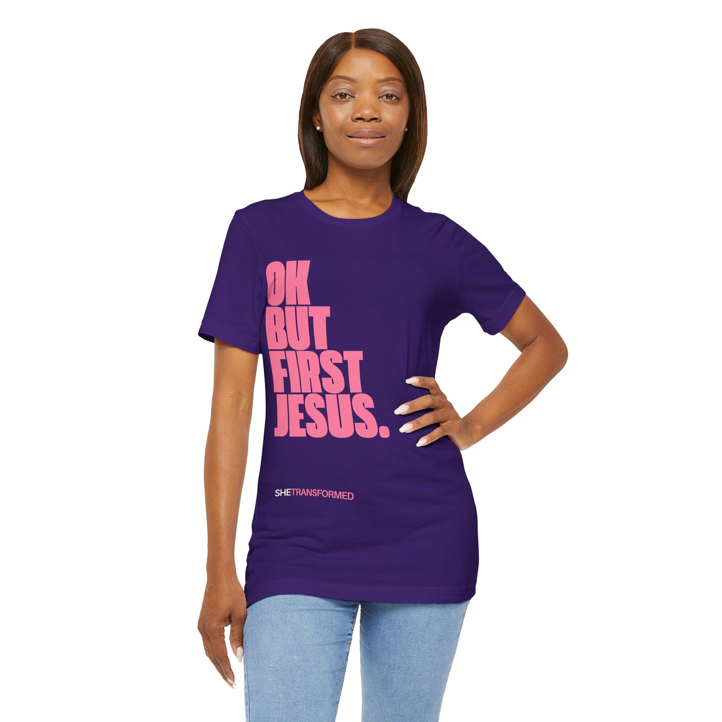 "OK, But First Jesus" - T-Shirt | Purple