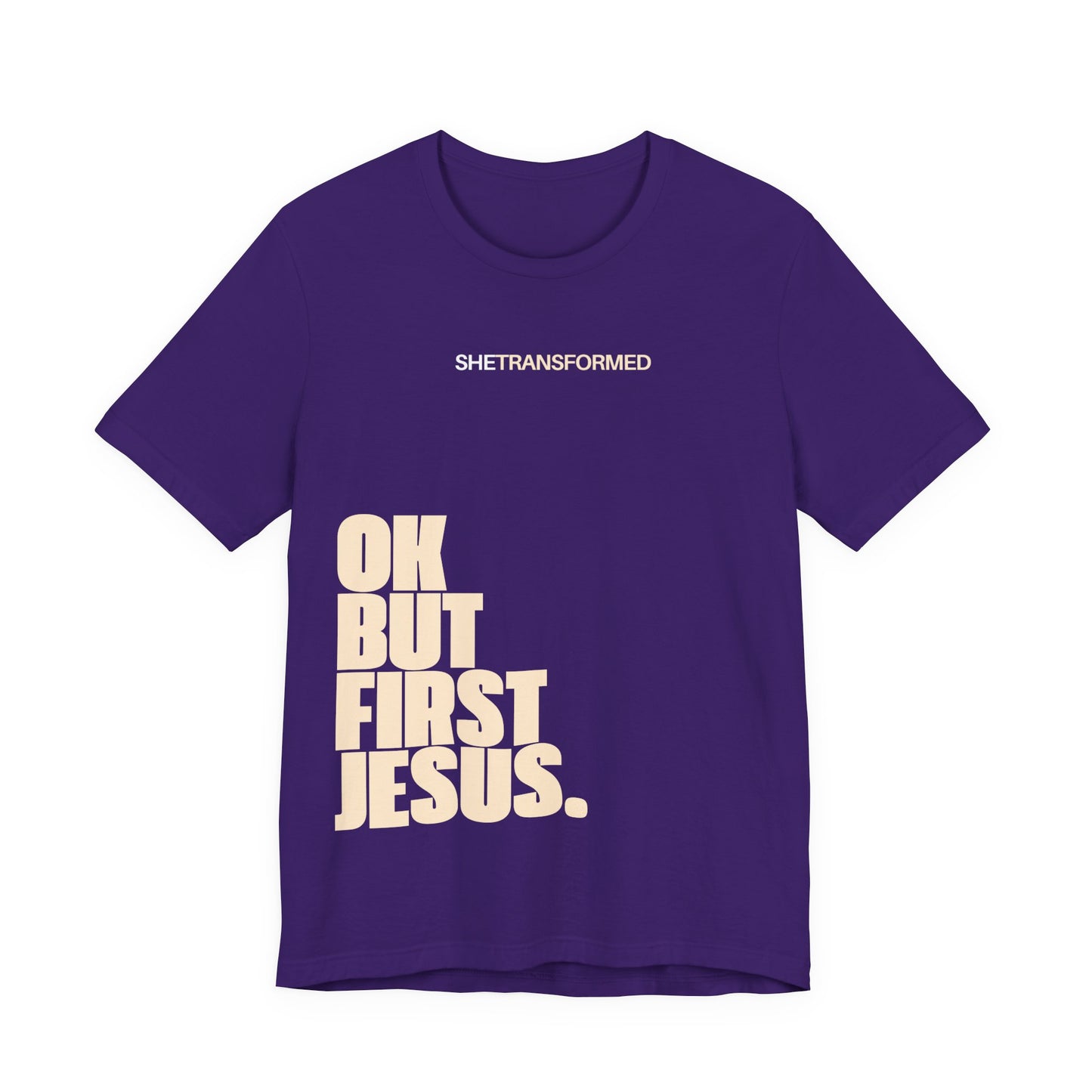 'OK But First Jesus' - T-Shirt | Purple