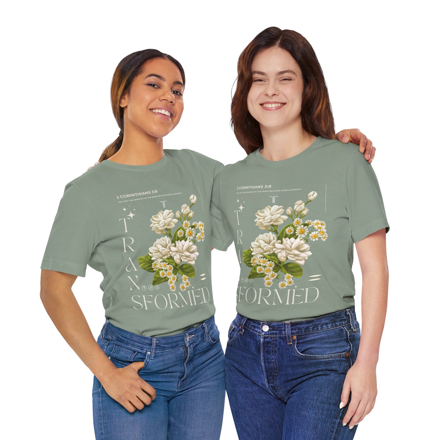 Transformed Floral Design T-Shirt | Sage
