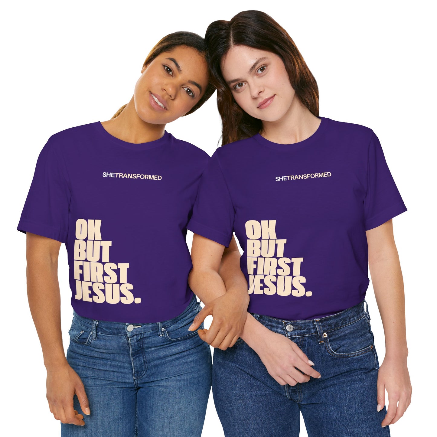 'OK But First Jesus' - T-Shirt | Purple