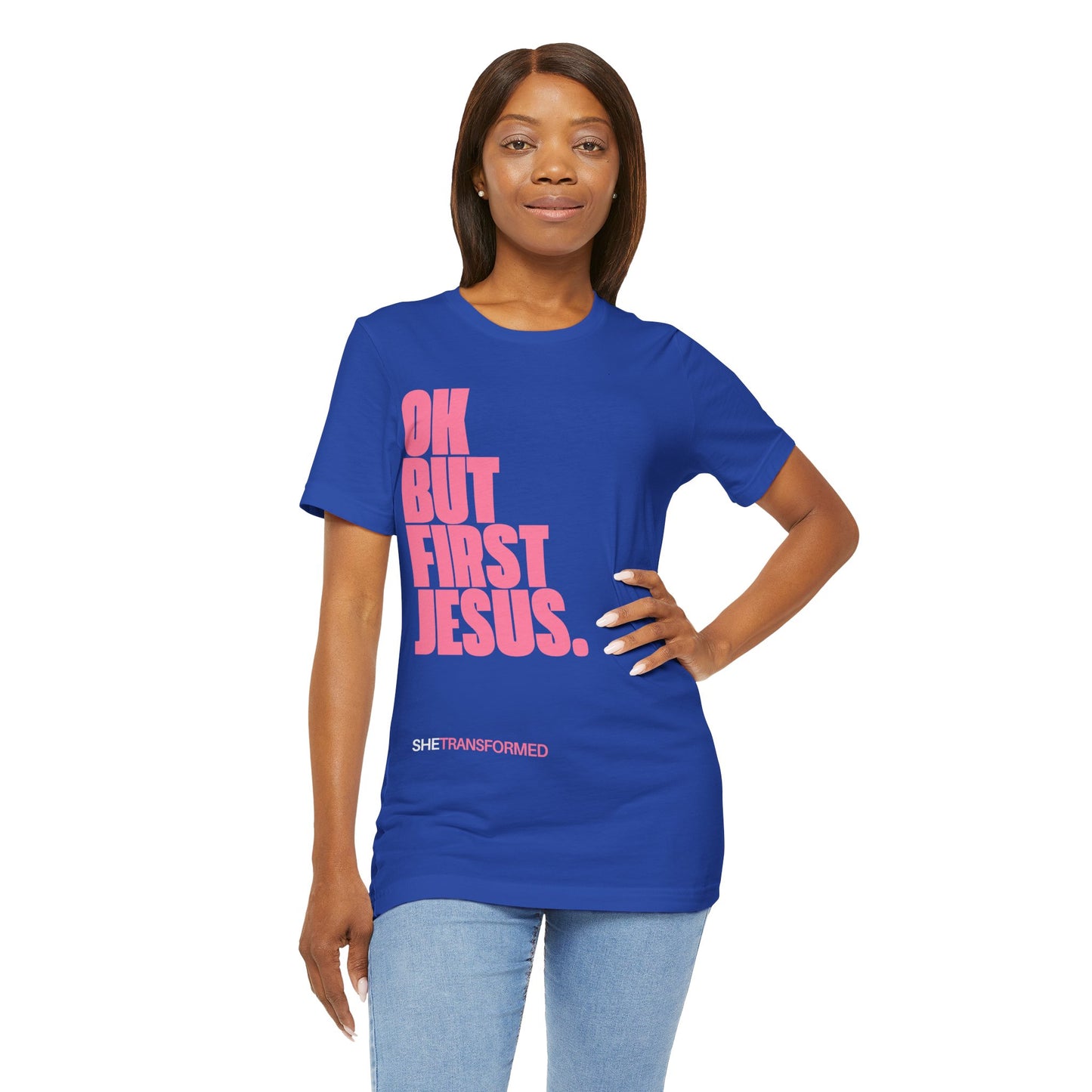 "OK, But First Jesus" - T-Shirt | Royal Blue