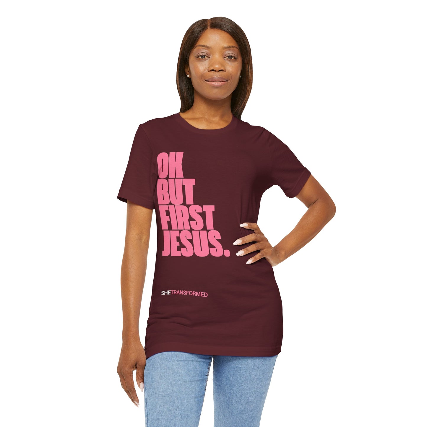 "Ok, But First Jesus" - T-Shirt | Maroon