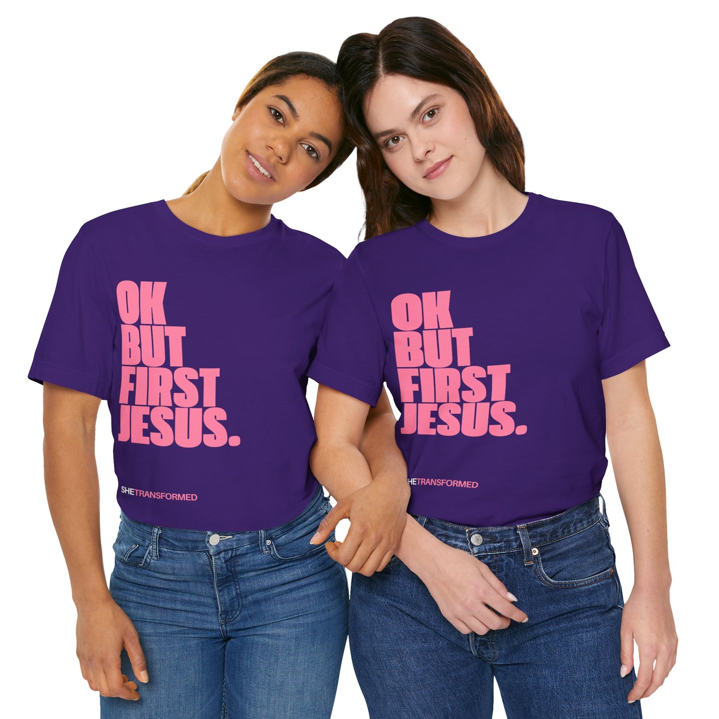 "OK, But First Jesus" - T-Shirt | Purple