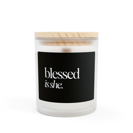 Blessed Is She Candle - Frosted Glass 11oz, Spiritual Home Decor, Gift for Her, Self-Care, Birthday, Affirmation