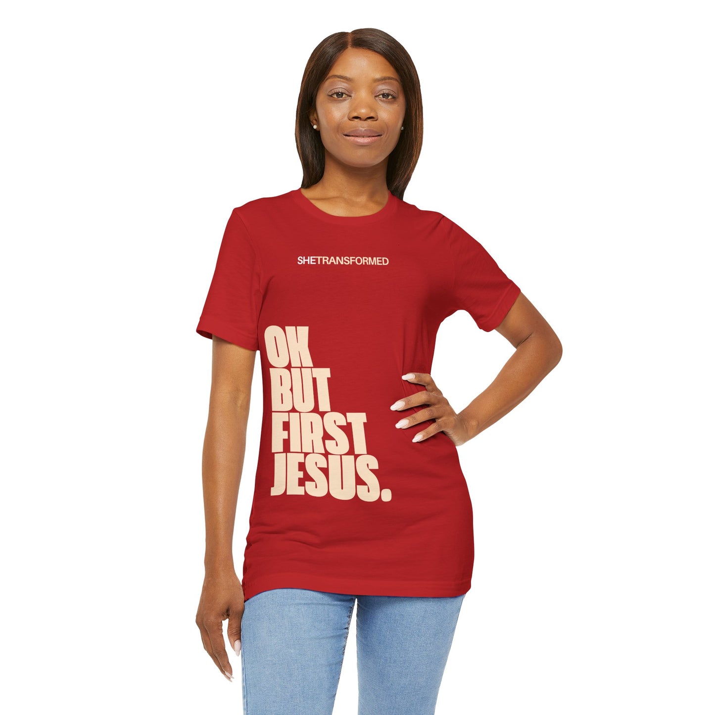 "OK, But First Jesus" - T-Shirt | Red