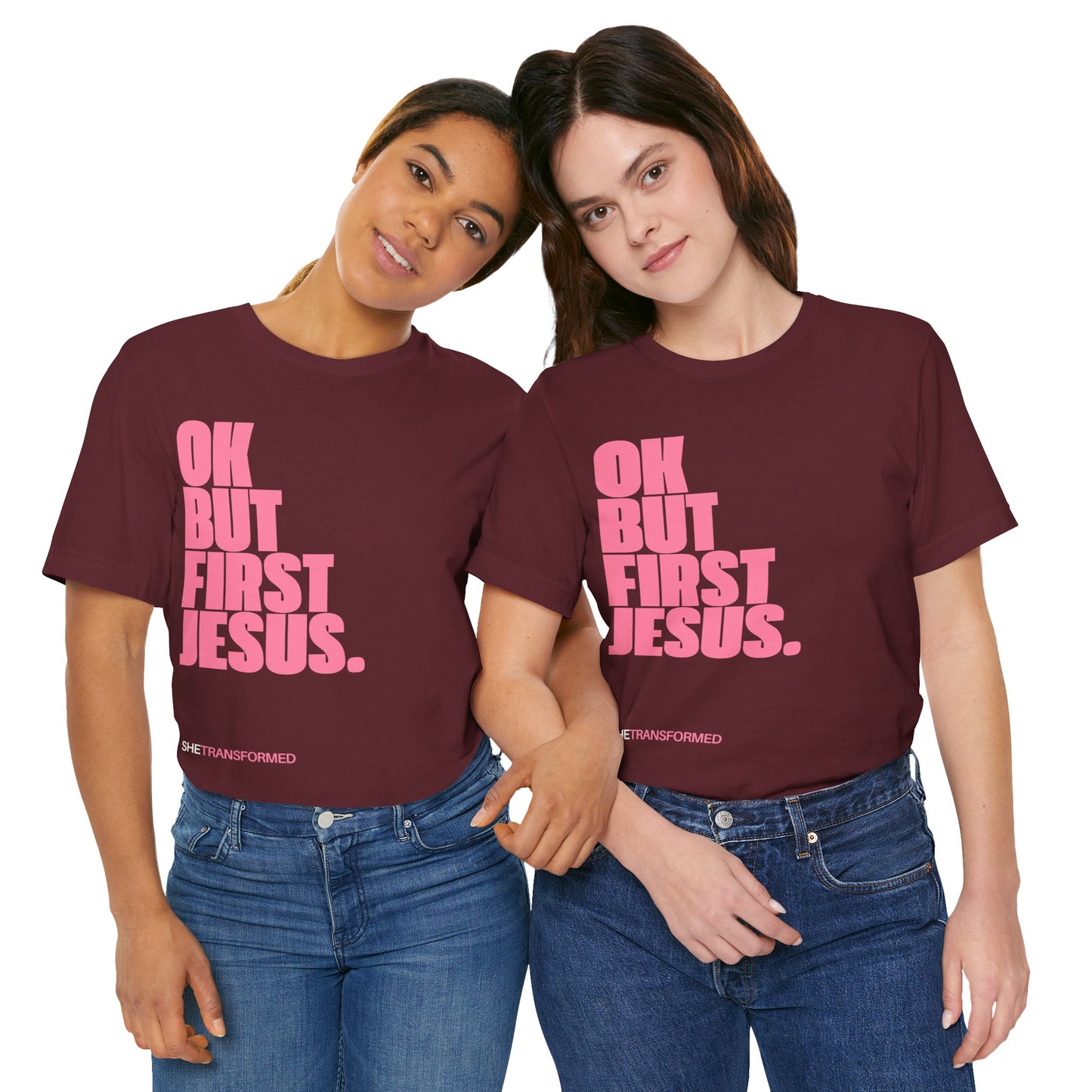 "Ok, But First Jesus" - T-Shirt | Maroon